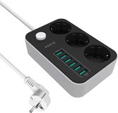 Stekkerdoos ontmoet usb - Zinaps Power Strip Socket Adapter 3 Way schakelbaar met 6 USB (5 V / 3.4 A, 17 W) Schakelbare meervoudige Socket Kinderbescherming Adapterstekker met spanningsbeveil