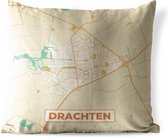 Sierkussen Buiten - Kaart - Drachten - Vintage - 60x60 cm - Weerbestendig