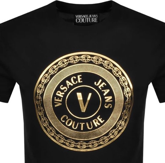 Versace Jeans Couture T-shirt V-emblem zwart goud Heren maat M | bol.com