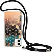 Casetastic Apple iPhone 11 Hoesje met koord - Lanyard Case - Ombre Dream Cubes Print