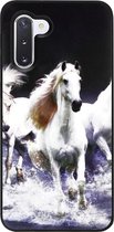 ADEL Siliconen Back Cover Softcase Hoesje voor Samsung Galaxy Note 10 - Paarden Wit