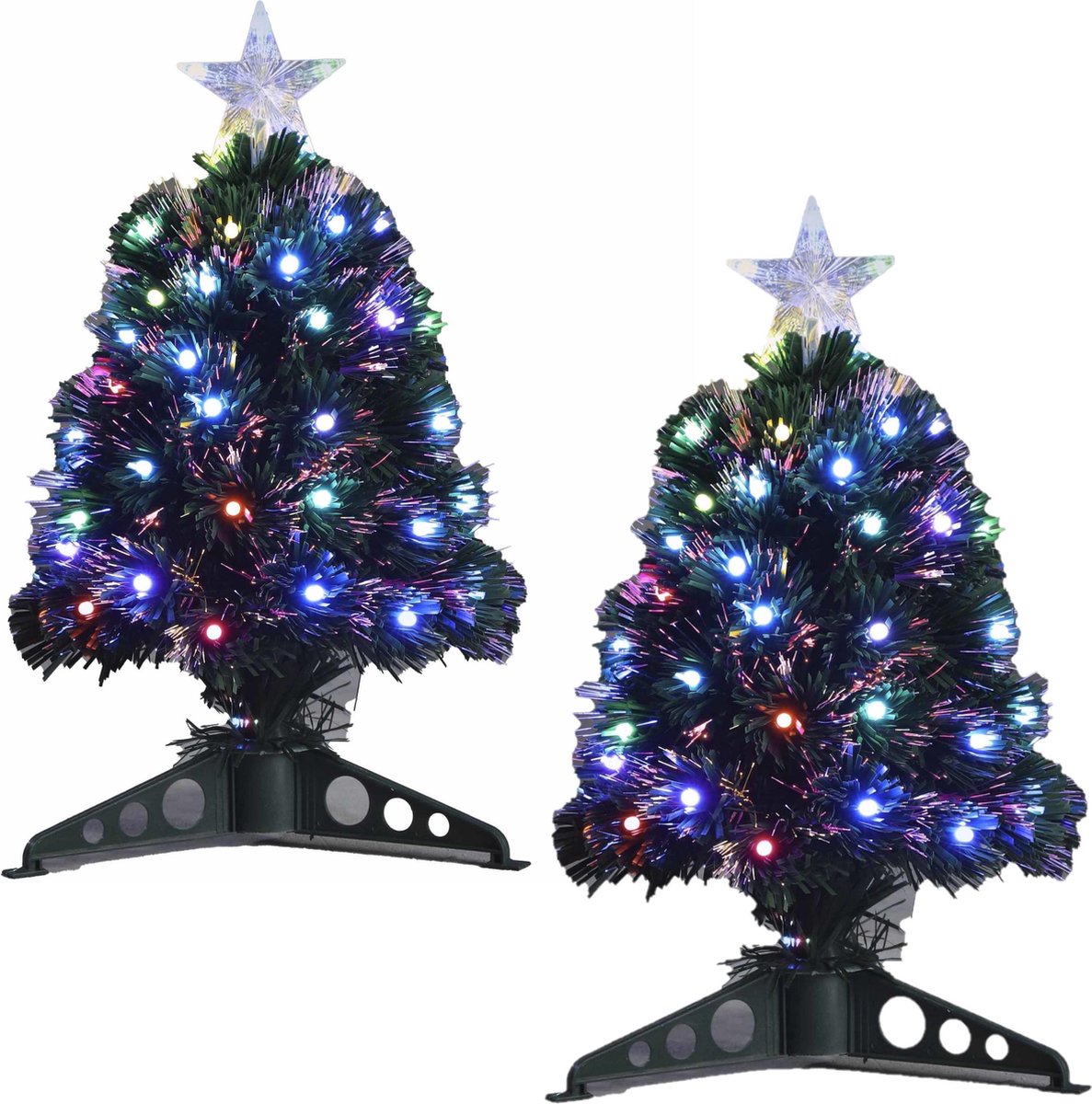 2x morceaux de sapins de Noël en fibre optique/arbres de Noël