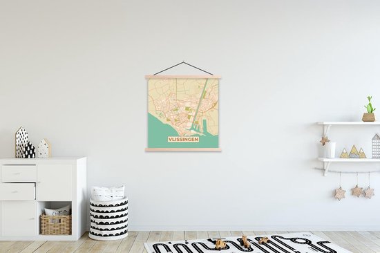 Affiche scolaire - Carte - Vlissingen - Vintage - 90x90 cm - Lattes vierges