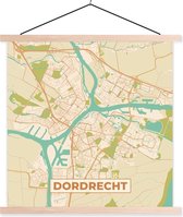 Porte-affiche avec affiche - Affiche scolaire - Carte - Dordrecht - Vintage - 120x120 cm - Lattes vierges