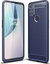 OnePlus Nord N10 5G Hoesje - Mobigear - Brushed Slim Serie - TPU Backcover - Blauw - Hoesje Geschikt Voor OnePlus Nord N10 5G