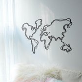 Metalen Wanddecoratie World Map Lines (Wereldkaart) 94x60 cm