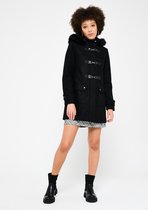LOLALIZA Duffle coat met capuchon - Zwart - Maat 46