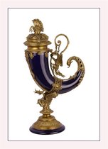 hoorn - brons gemonteerde cornucopia hoorn - porselein - 52 cm hoog