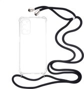 Shop4 - Oppo Reno5 5G Hoesje - Zachte Back Case met Koord Zwart