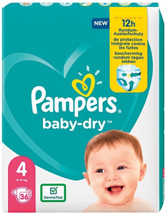 4x Pampers Baby Dry Luiers 4 36 Stuks | bol.com