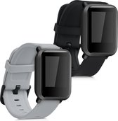 kwmobile 2x armband voor Huami Amazfit Bip S / Bip S Lite - Bandjes voor fitnesstracker in zwart / grijs