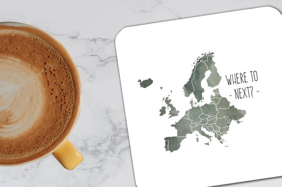 Onderzetters voor glazen - Kaarten - Europa - Letters - Quote - 10x10 cm - Glasonderzetters - 6 stuks