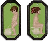 Wanddecoratie - Klassieke toilet bordjes - Jongen en meisje