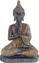 Boeddha in gebed antieke finish Thailand - 15x10x23 - 380 - Polyresin