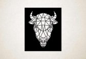 Line Art - Stier vierkant - M - 71x60cm - Zwart - geometrische wanddecoratie