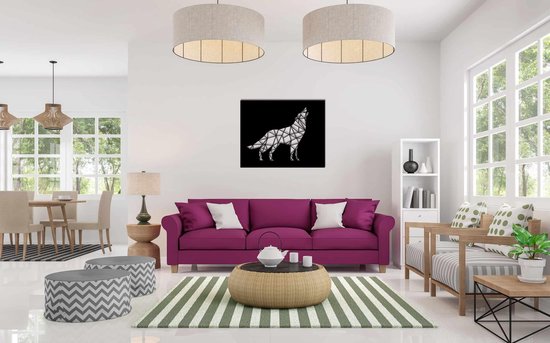 Line Art - Wolf square 4 - L - 82x103cm - décoration murale géométrique
