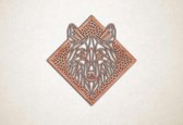 Line Art - Wolf 1 met achtergrond - XS - 25x25cm - Multiplex - geometrische wanddecoratie