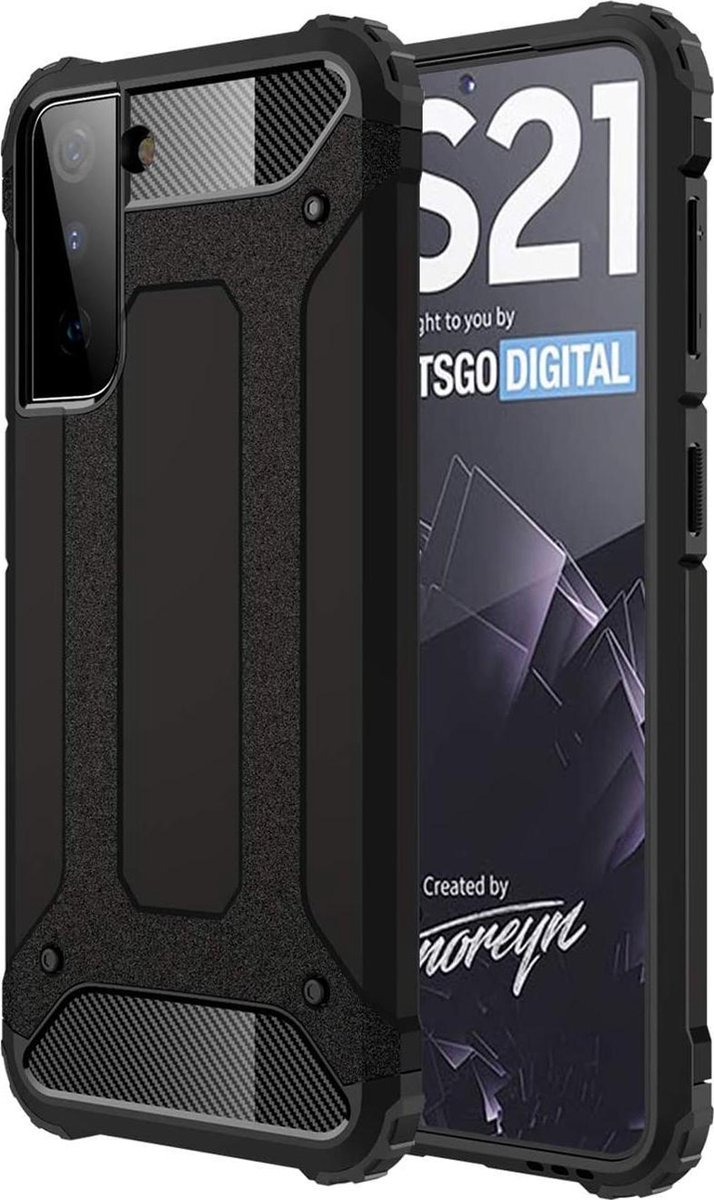 Hoesje Geschikt voor: Samsung Galaxy S21 5G Armor Hybrid - Zwart