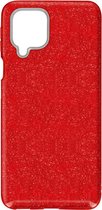 Samsung Galaxy A12 Hoesje Glitters Siliconen TPU Case Rood - BlingBling Cover