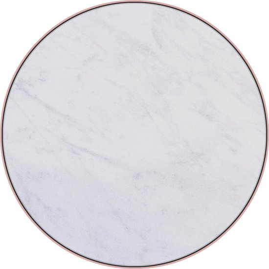 WOMO-DESIGN set de 2 tables d'appoint blanc, Ø 40/45 cm, métal et marbre