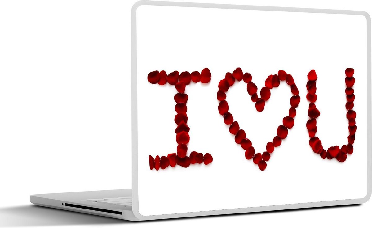 Laptop sticker - 13.3 inch - Ik hou van je gespeld met rode marshmallows - 31x22,5cm - Laptopstickers - Laptop skin - Cover