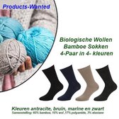 Biologische Wollen Origineel Bamboe Sokken 4-Paar in 4-Kleuren-Maat 43-45