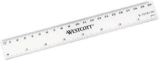 Liniaal Westcott 20cm kunststof cm/inch verdeling - Westcott