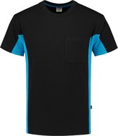 Tricorp 102002 T-Shirt Bicolor Borstzak - Zwart/Turquoise - 6XL