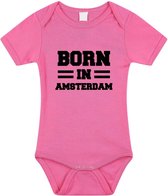 Born in Amsterdam tekst baby rompertje roze meisjes - Kraamcadeau - Amsterdam geboren cadeau 92 (18-24 maanden)