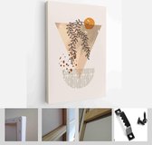 Painting Wall Pictures Home Room Decor. Modern Abstract Art Botanical Wall Art. Boho. Minimal Art Flower on Geometric Shapes Background - Modern Art Canvas - Vertical - 1955054926