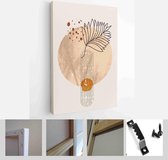 Painting Wall Pictures Home Room Decor. Modern Abstract Art Botanical Wall Art. Boho. Minimal Art Flower on Geometric Shapes Background - Modern Art Canvas - Vertical - 1955054926
