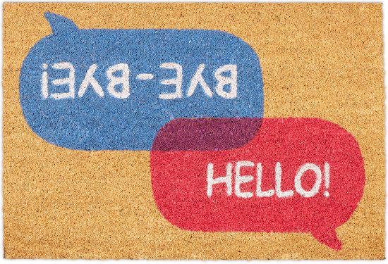 deurmat kokos - met print - hello - 40 x 60 cm - antislip - binnen - buiten