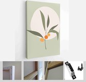 Collection of contemporary art posters in pastel colors. Abstract geometric elements and shapes, leaves and flowers. Great design for social media, postcards, print - Modern Art Ca