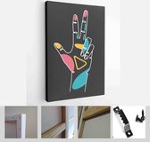 Modern abstract shapes, coconut, leaves, hands. Minimalism concept. Line art drawing style - Modern Art Canvas - Vertical - 1771196135 - 50*40 Vertical