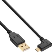 InLine USB Micro B haaks naar USB-A kabel - USB2.0 - tot 2A / zwart - 0,50 meter