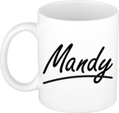 Mandy naam cadeau mok / beker sierlijke letters - Cadeau collega/ moederdag/ verjaardag of persoonlijke voornaam mok werknemers