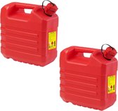 2x stuks kunststof jerrycans rood L35 x B23 x H37 cm - 20 liter - geschikt voor gevaarlijke vloeistoffen