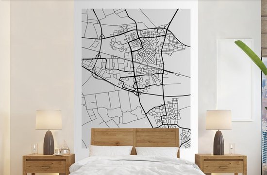 Behang - Fotobehang Stadskaart - Ede - Grijs - Wit - Breedte 195 cm x hoogte 300 cm - Plattegrond