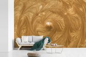 Behang - Fotobehang Cirkel - Gouden - Verf - Breedte 450 cm x hoogte 300 cm