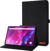 Voor Lenovo Tab K10 Stof Textuur Horizontale Flip TPU Lederen Case met Houder (Zwart)