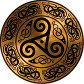 Celtic Tree - Wandcirkel Aluminium - Triskel en keltische patronen - rond 30cm - Zwart - Goud - Pagan - Heidens - Keltisch - Magisch - Muurcirkel - Wanddeco - Dibond