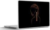 Laptop sticker - 12.3 inch - Vrouw - Oorbellen - Line art - Goud - 30x22cm - Laptopstickers - Laptop skin - Cover