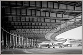 JUNIQE - Poster met kunststof lijst Airplane Hangar -30x45 /Grijs