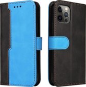 Samsung Galaxy S10 Book Case Hoesje met Koord - PU Leer - Pasjeshouder - Magnetische Sluiting - Samsung Galaxy S10 - Zwart/Blauw