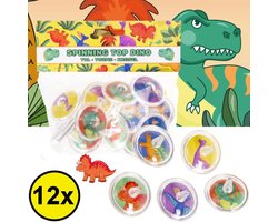 Uitdeelcadeaus 12 STUKS Dinosaurus Tollen - Traktatie Uitdeelcadeautjes voor kinderen - Klein Speelgoed Traktaties tol
