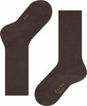 Bruine Falke Family sokken met geribbelde boord en Falke logo.