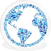 WallCircle - Wandcirkel ⌀ 60 - Zeedieren - Design - Aarde - Ronde schilderijen woonkamer - Wandbord rond - Muurdecoratie cirkel - Kamer decoratie binnen - Wanddecoratie muurcirkel - Woonaccessoires