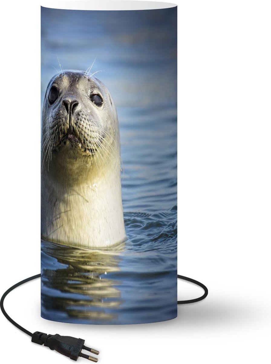 Lamp - Nachtlampje - Tafellamp slaapkamer - Zeehond - Portret - Water - 70 cm hoog - Ø29.6 cm - Inclusief LED lamp