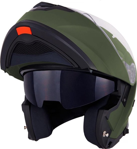 VINZ Santiago Systeemhelm Groen / Systeem Helm / Scooterhelm