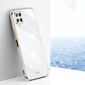 Voor Samsung Galaxy A22 4G XINLI Straight 6D Plating Gold Edge TPU Shockproof Case (wit)